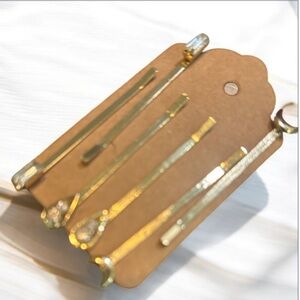 Serefina Gold Tone and Rhinestone Hair Pins NWOT